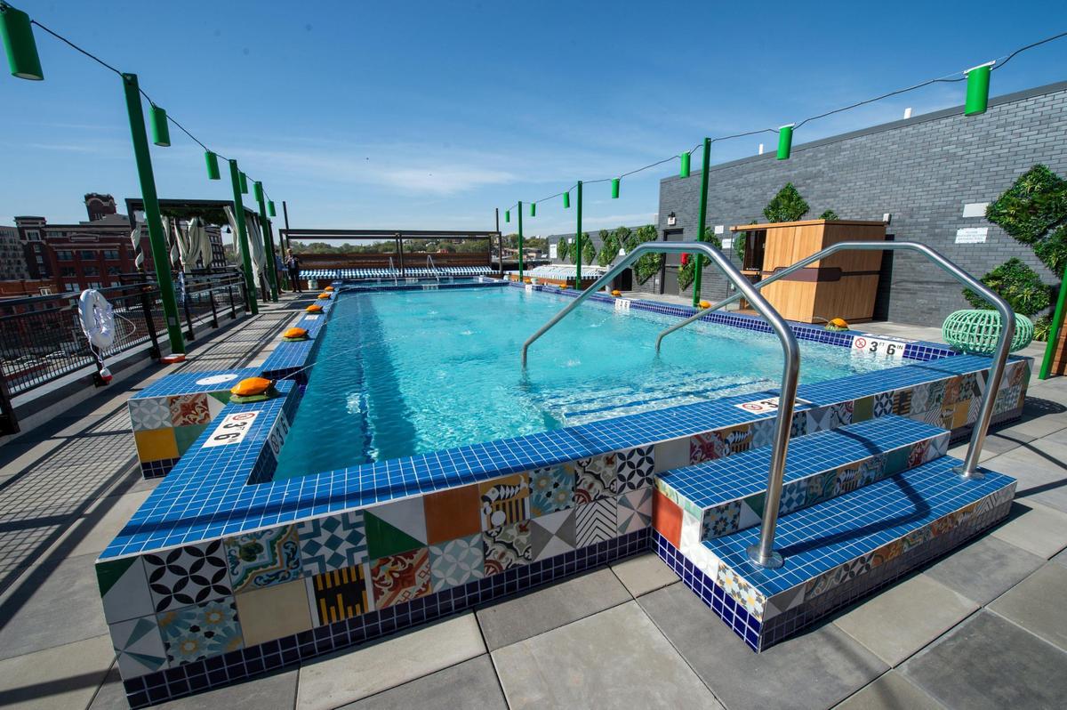 The City Club Apartments Crossroads features a rooftop swimming pool. The building is about 45 percent leased. The construction is expected to be completed in November.