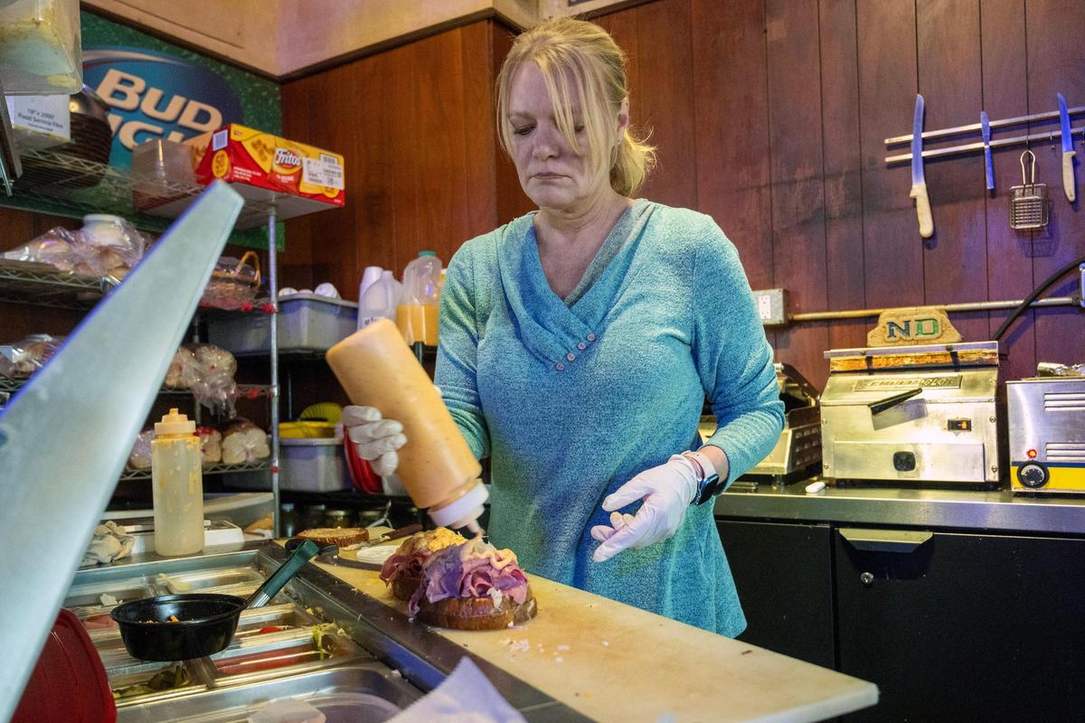 Manager Stephenie Stewart said she makes about 60 Reuben sandwiches a day for customers at Breit’s.