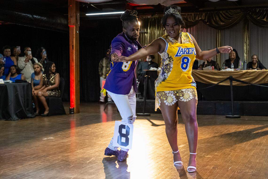 Terrae Porter and Kandice Hines performed their two-stepping routine at The Big StepOff 2025. The more experienced dancers combined basic steps with spins and walks. Traditionally, the man leads the dance routine.