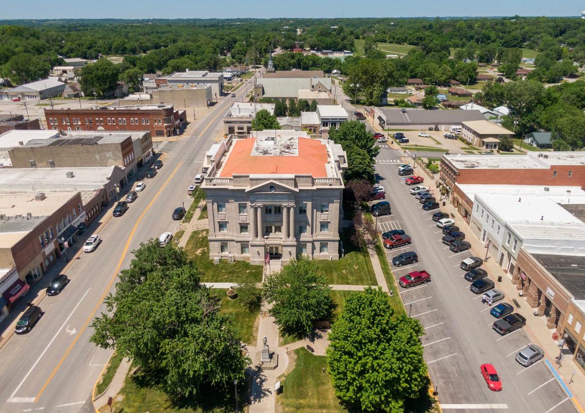 The Ray County Courthouse in downtown Richmond, Missouri, a town of 6,000 residents northeast of Kansas City, where Justin Meier not only led the Grace Church but also became a city council member and was president of the chamber of commerce.