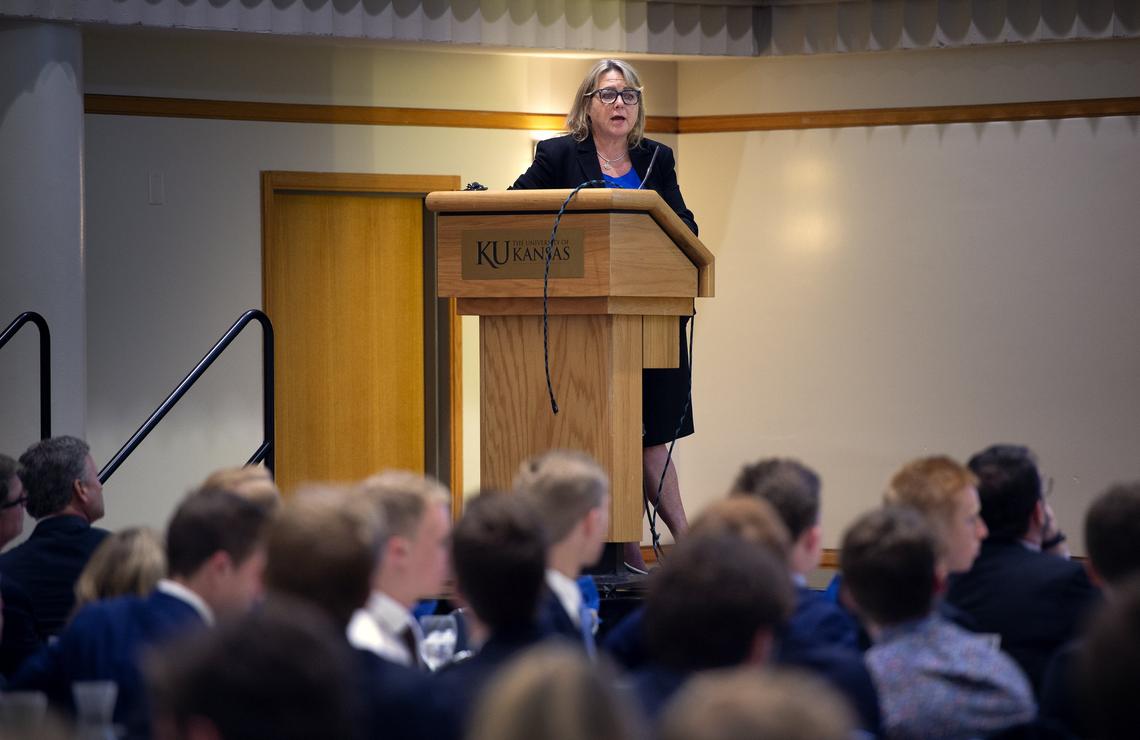 CJ Rieg, senior assistant district attorney for Douglas County, spoke to fraternity freshmen about amnesty laws pertaining to 911 calls.