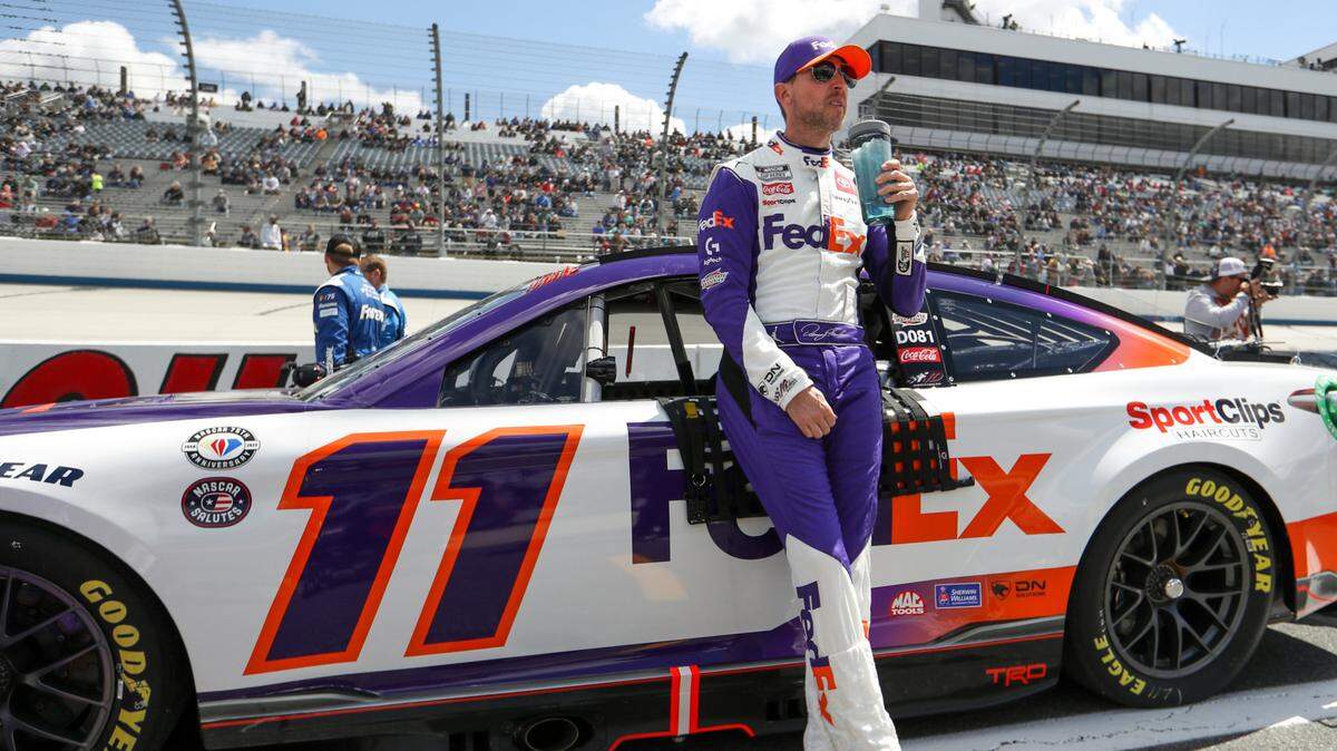 Denny Hamlin, driver of the No. 11 Joe Gibbs Racing Toyota, is one of five drivers to win three Cup races at Kansas, site of Sunday’s Advent Health 400. 