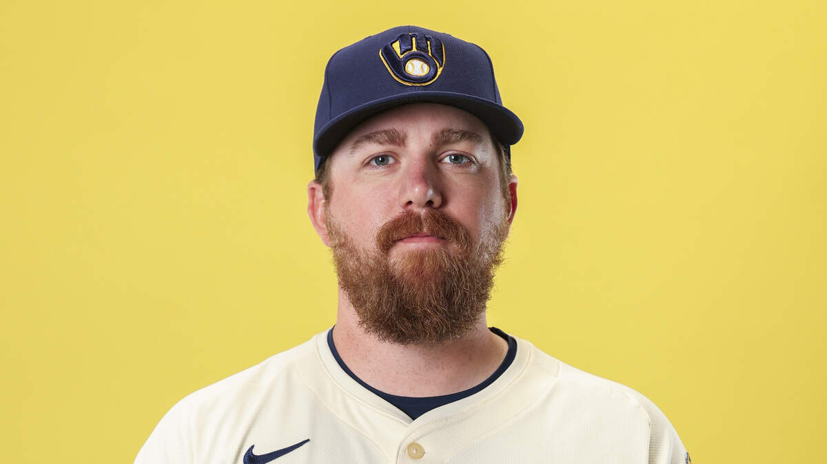 PHOENIX, ARIZONA - FEBRUARY 21: Connor Dawson #70 of the Milwaukee Brewers poses for a portrait during photo day at American Family Fields of Phoenix on February 21, 2025 in Phoenix, Arizona. (Photo by Emilee Chinn/Getty Images)
