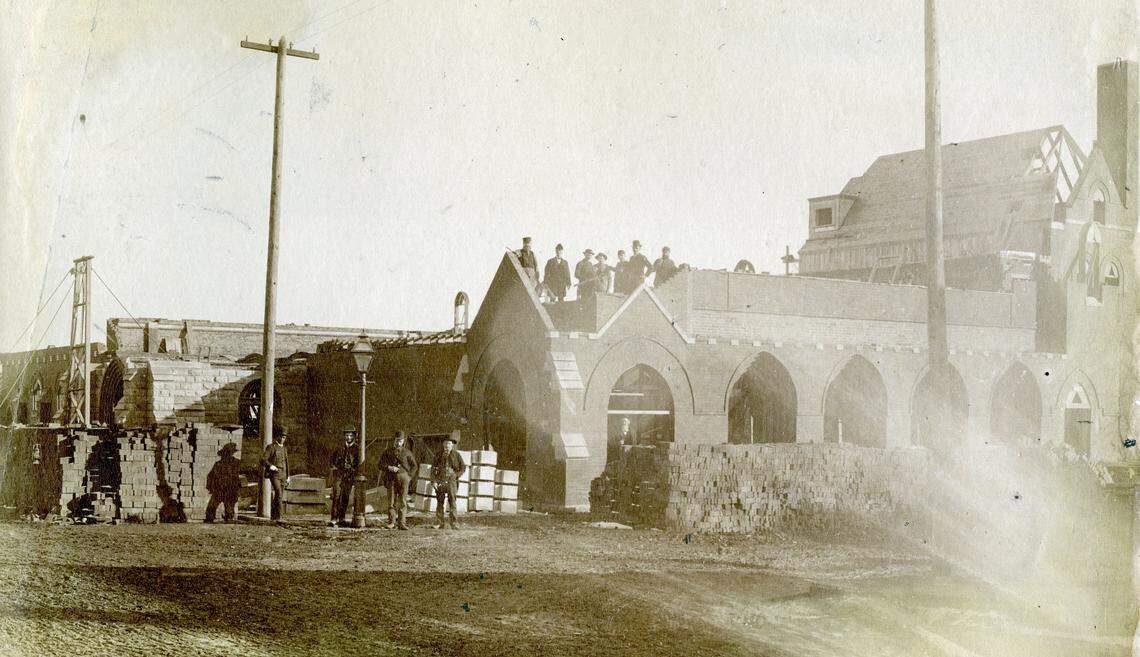 Construction of St. Mary’s Church at 13th and Holmes, ca. 1886.