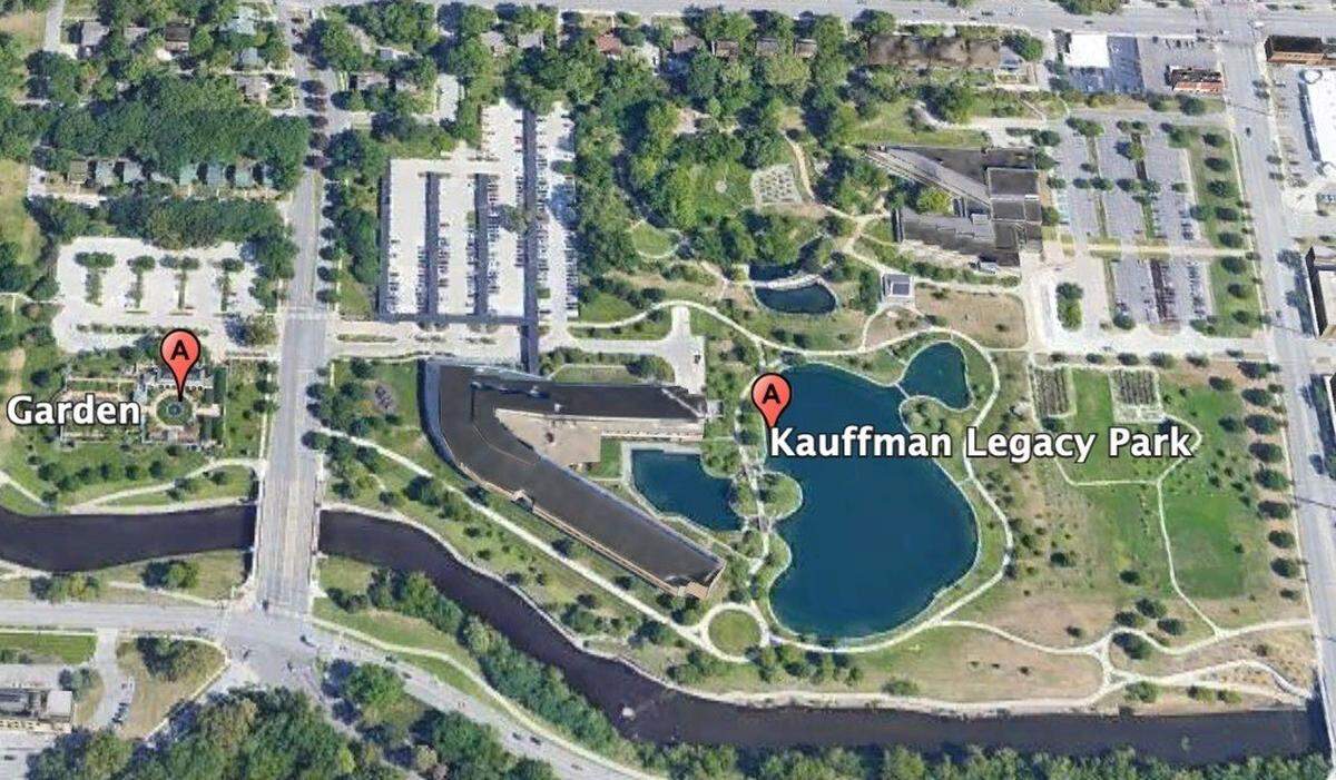 Aerial view of the Kauffman campus at 48th and Rockhill.