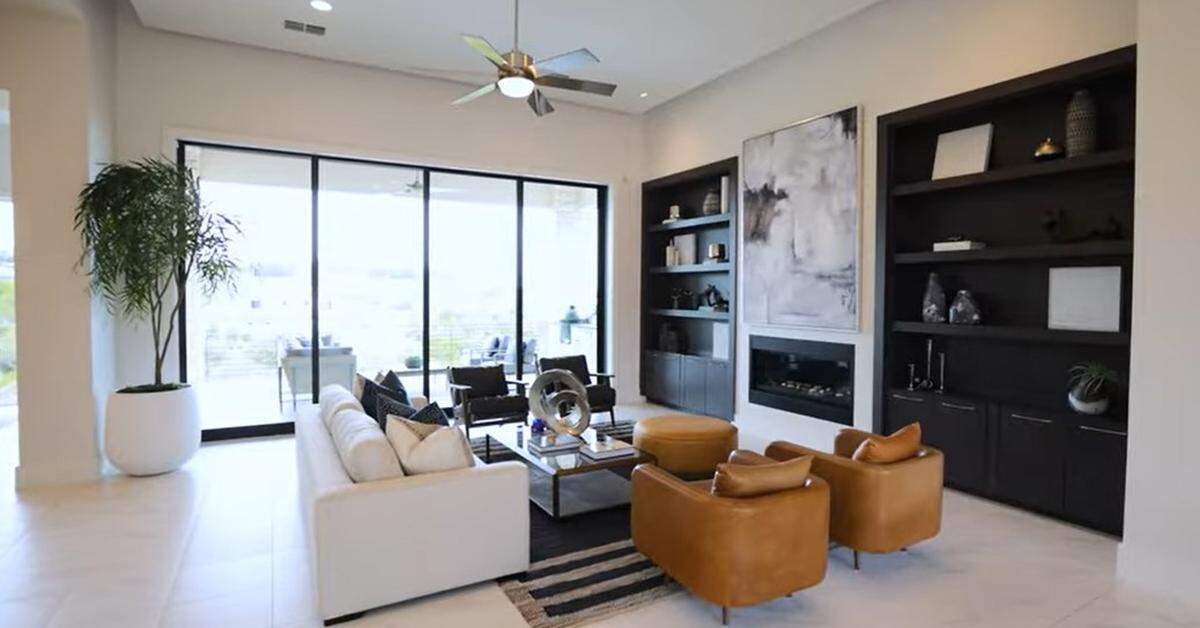 Here a look at the living room of Derrick Johnson’s home in Austin, Texas.