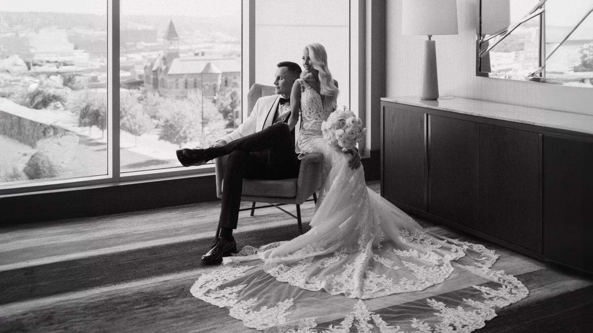 Former KU basketball player Mitch Lightfoot and Addison Daniel, an elementary school teacher and former KU cheerleader, wed Saturday evening in Kansas City. Maddy and Corey Schaadt at Jefferson May Photography photographed the event.