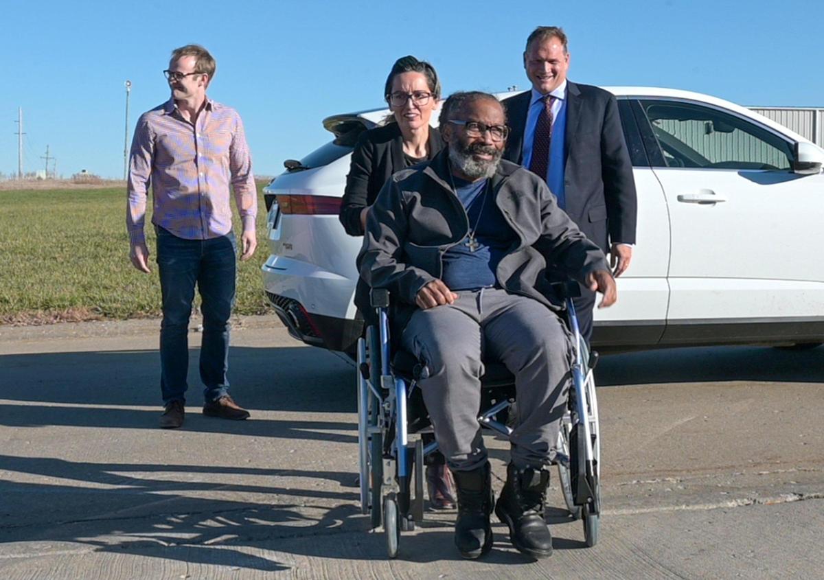 “They knew from Day One that I didn’t commit this crime,” Kevin Strickland said of prosecutors in 1978 as one of his lawyers, Tricia Rojo Bushnell, director of the Midwest Innocence Project, wheeled him to meet the media after he was freed from prison Tuesday, Nov. 23, 2021, in Cameron, Missouri. Strickland wrongly spent 43 years in prison.