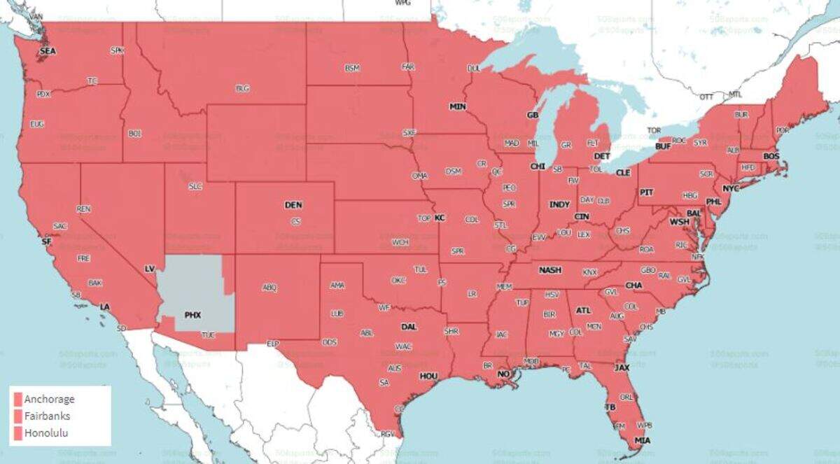 Instead of the Chiefs-Saints game, most of Arizona will see the Cardinals-Eagles contest.