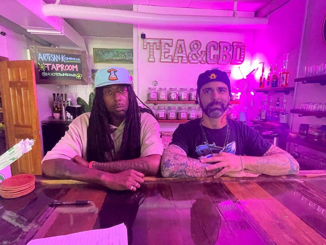 Alan Wayne (left) Andrew Beck (right), and Moon Brown (not in photo) are the three founders of Namaste & Midtown, a no alcohol bar, dispensary, and performance space.
