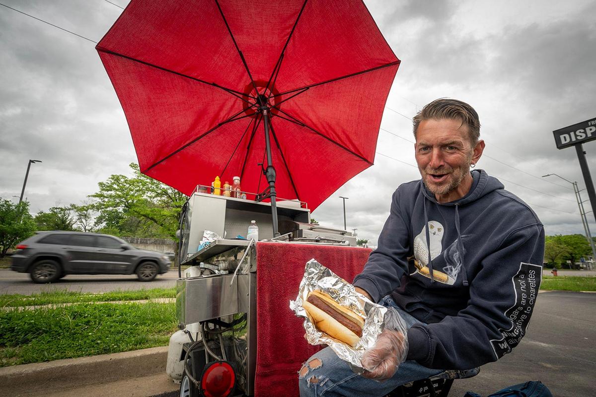 Jason Vanderlinden has been selling hot dogs around Kansas City for nearly 20 years. 