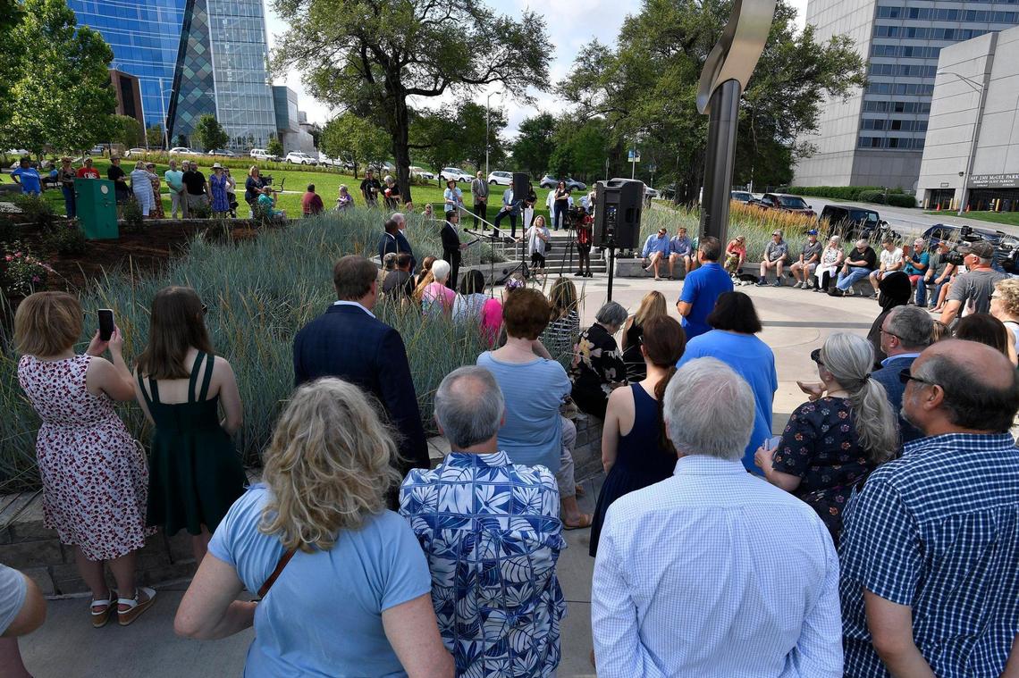 The families and friends of those who perished in the Hyatt Regency Hotel skywalk disaster 40 years ago gathered for a memorial in their honor Saturday morning at the Skywalk Memorial located within the Hospital Hill Park at 22nd Street and Gillham Road. 114 people were killed when the skywalks fell during a tea dance being held at the hotel.