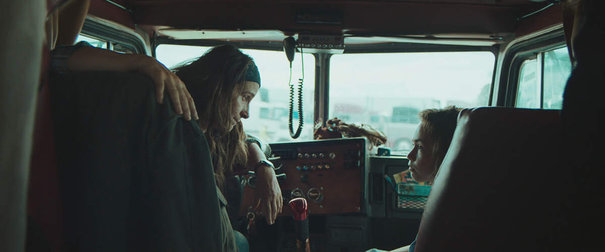 Much of the action in “Paradise Highway” takes place in a big rig, with Juliette Binoche as Sally and Hala Finley as Leila.