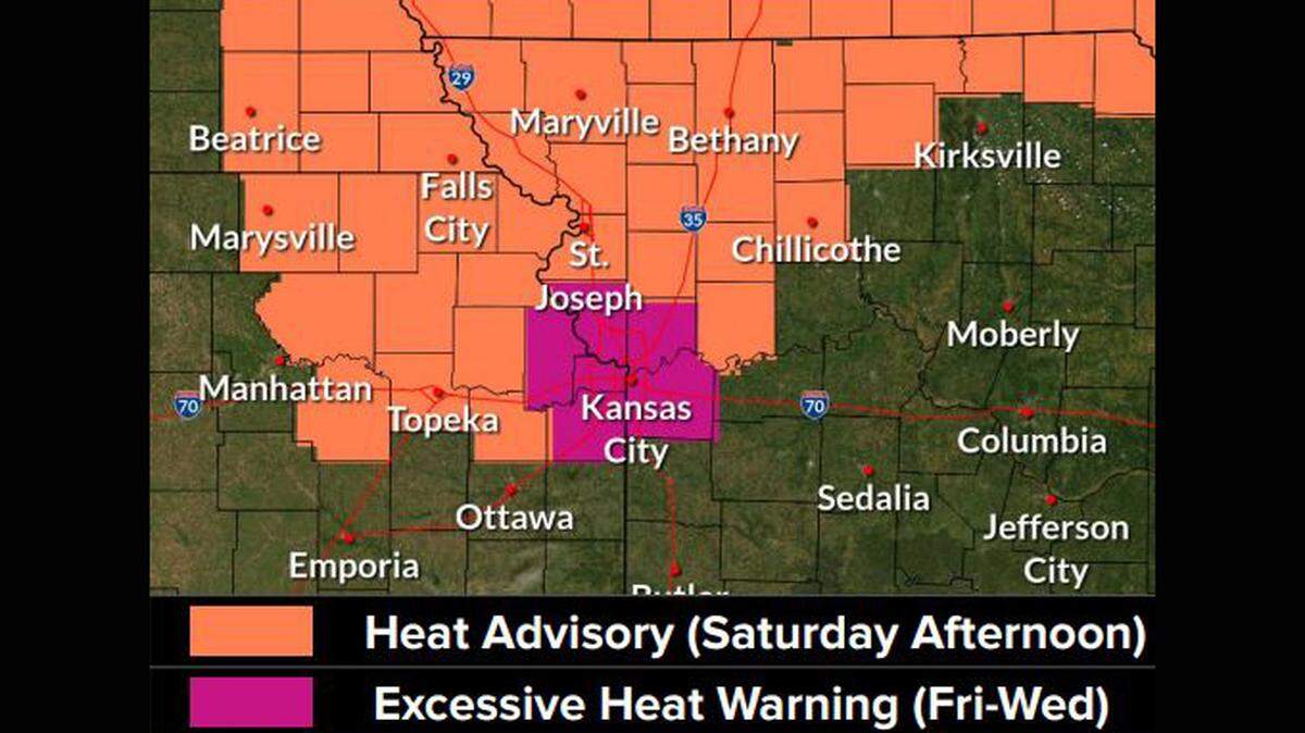 An excessive heat warning has been issued for the Kansas City area as the metro braces for a week of sizzling temperatures and humid conditions. Heat index to be above 100 degrees.