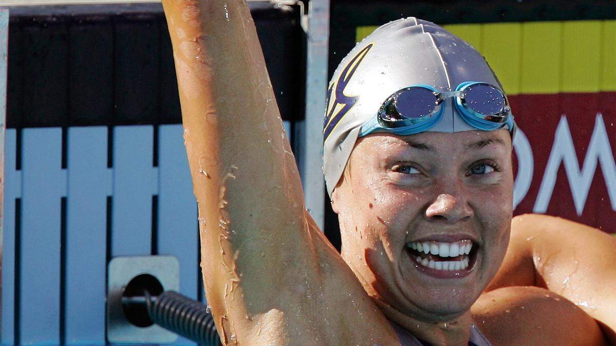 Pictured at the 2004 U.S. Olympic swim trials in Long Beach, Calif., Natalie Coughlin spoke Friday at the annual WIN for KC banquet in Kansas City.