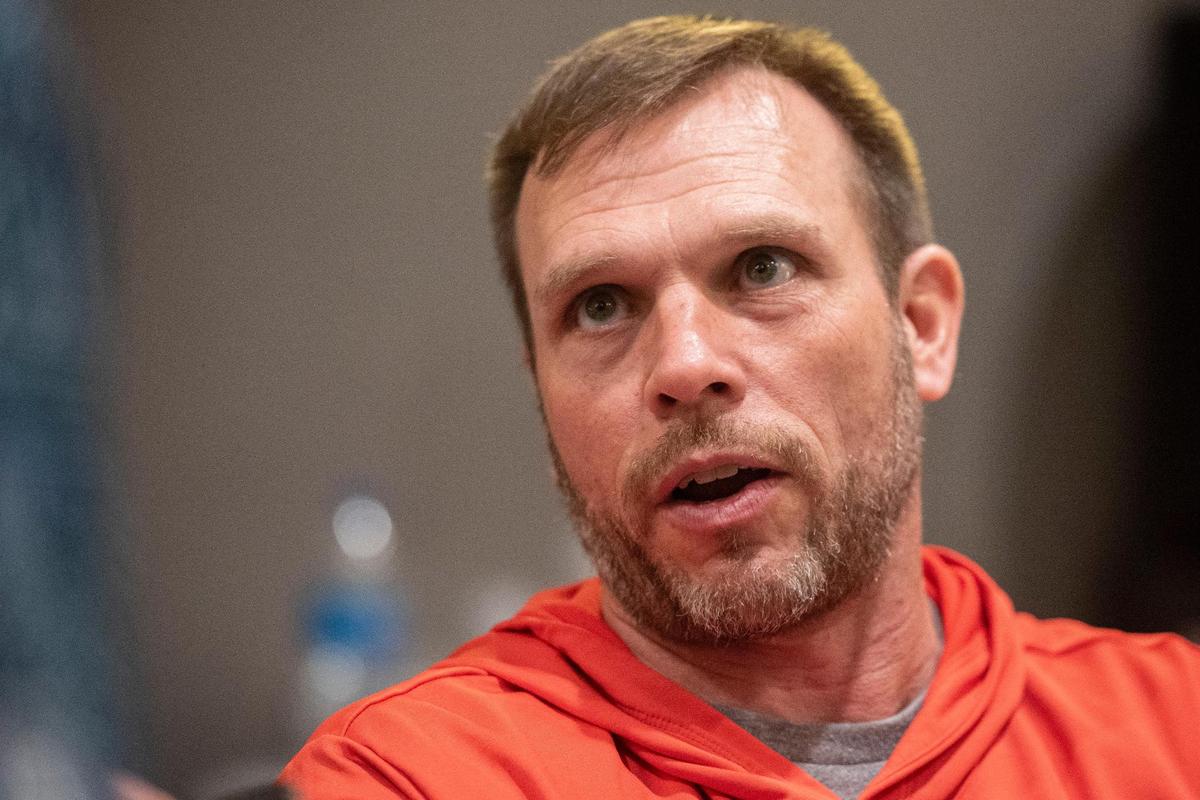 Kansas City Chiefs linebacker coach Brendan Daly takes questions from the media during team media availability at New Orleans Marriott in New Orleans on Wednesday, Feb. 5, 2025.