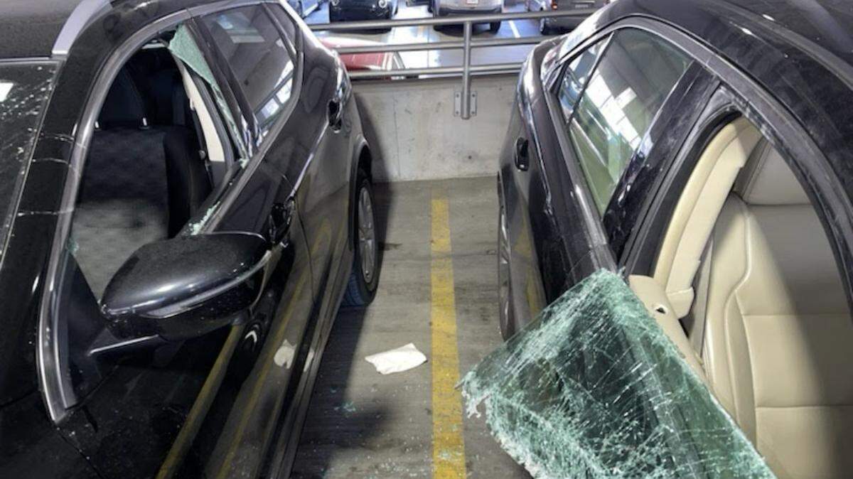 At least 20 cars were found broken into the morning of Nov. 28, 2023, in a city-owned parking garage located at 1120 Oak St. in downtown Kansas City near City Hall.