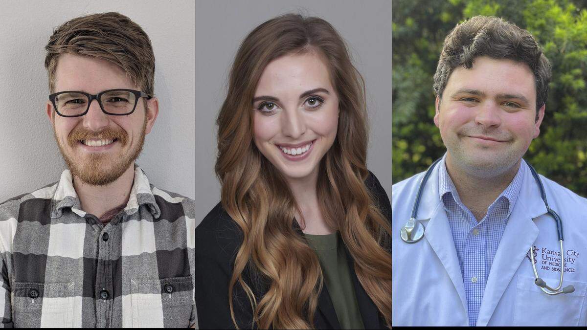 From left, Joplin natives Michael Weaver, Blair Freed and Tanner Riscoe are all members of the inaugural class at Kansas City University’s medical school in Joplin.