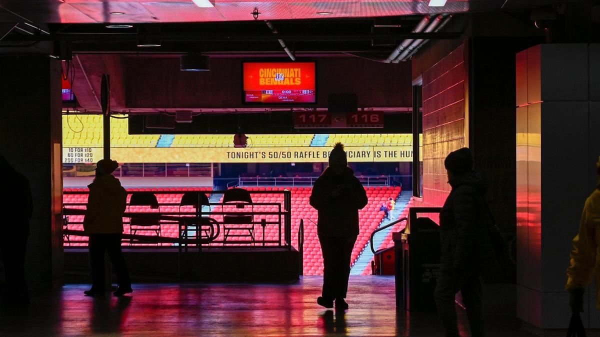 Concession workers and other were arriving before the start AFC Championship Game between the Kansas City Chiefs and the Cincinnati Bengals on Sunday, Jan. 29, 2023, at GEHA Field at Arrowhead Stadium.