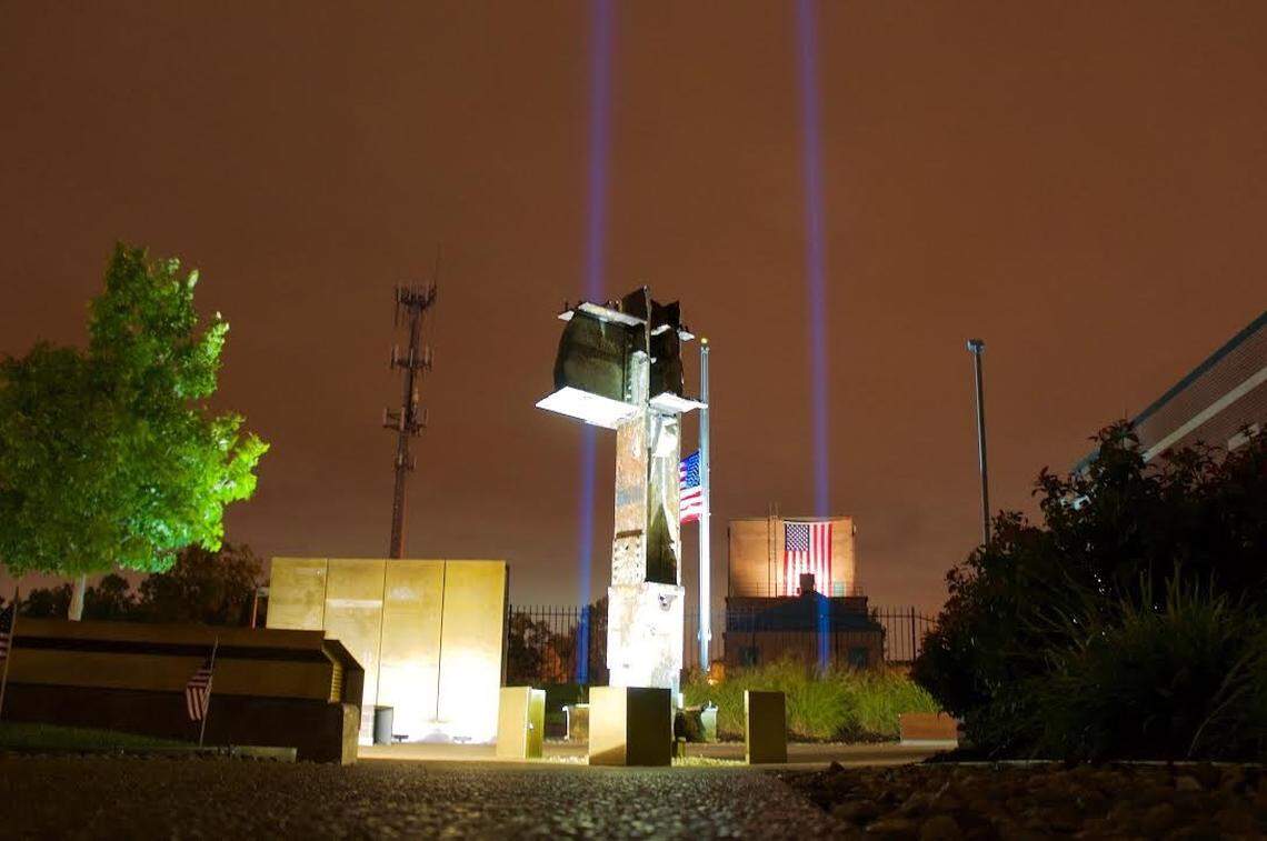 The 9/11 Memorial in Overland Park will hold a memorial service on Sept. 11, and the 9/11 Memorial Lights will shine from sunset Sept. 10 through sunrise Sept. 12.