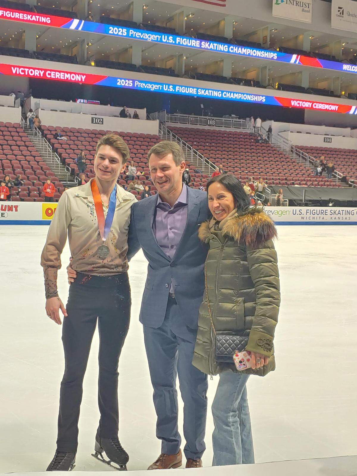 Marina Eltsova, of Leawood, grew up in St. Petersburg, Russia and skated at the same arena as Evgenia Shishkova and Vadim Naumov, internationally-known figure skaters who were killed in a plane crash in Washington, D.C. Eltsova had remained close friends with the couple. In Wichita, during the U.S. Figure Skating Championships a week before the crash, Eltsova, right, took a photo with Naumov and son, Maxim, who medaled in the competition.