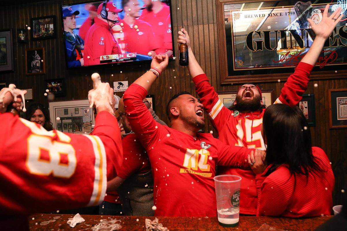 Fans at Kelly’s celebrated during the final minutes of the Kansas City Chiefs’ 2020 Super Bowl victory. 