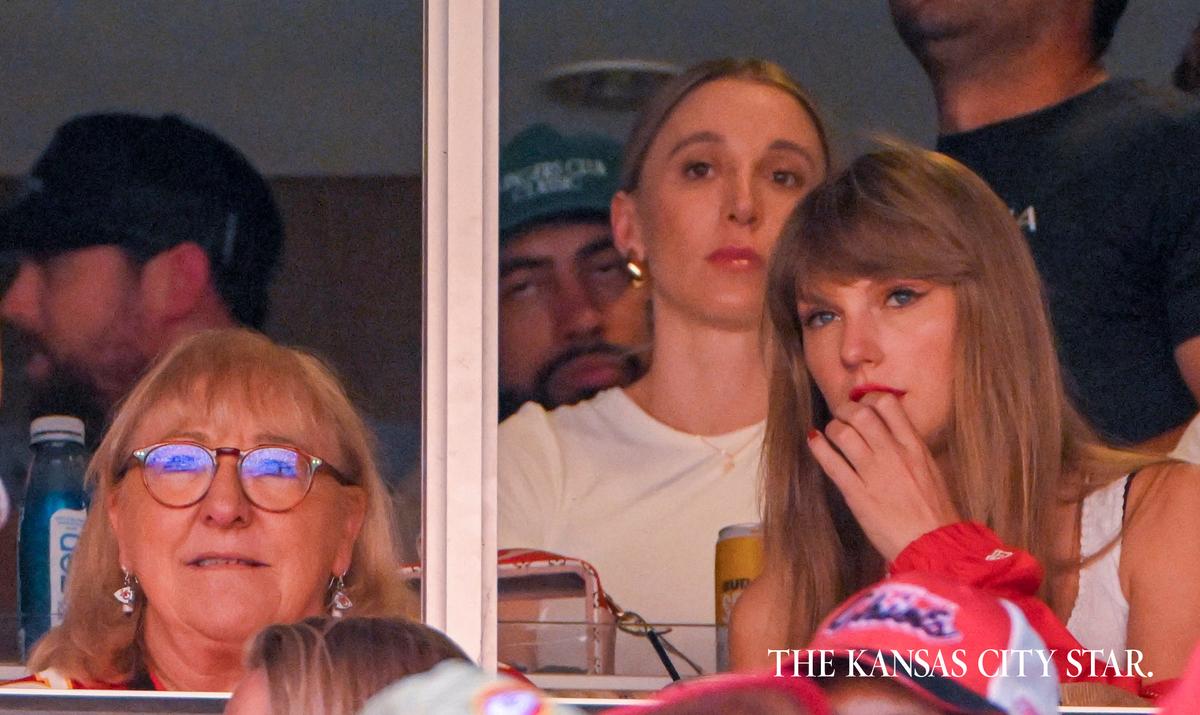 Welcome to the world of NFL fandom, Taylor Swift, where games can be real nail-biters. Here she watched boyfriend Travis Kelce play from a suite at GEHA Field at Arrowhead Stadium with his mom, Donna Kelce.