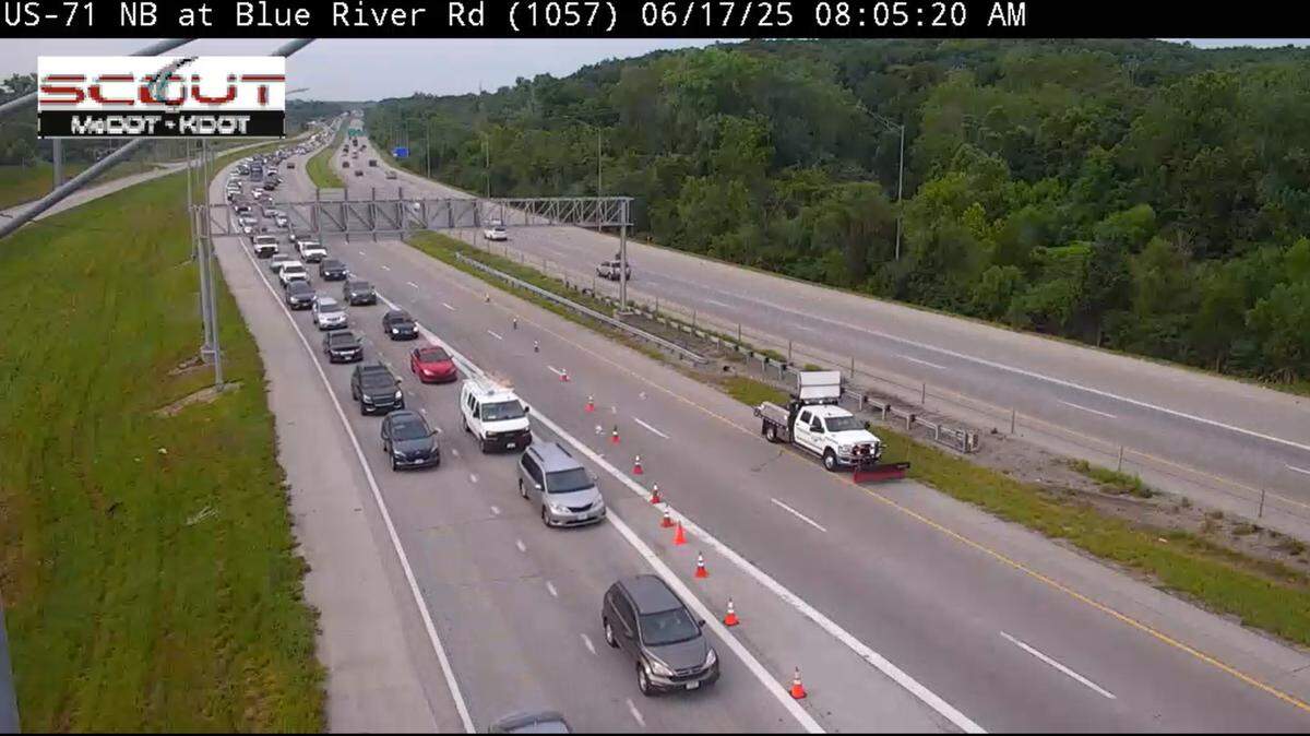 Northbound U.S. 71/Bruce R. Watkins Drive remained shut down during Tuesday’s morning rush hour after a semi crashed and overturned. Traffic was being forced off the highway at the Hickman Mills Drive/Blue River Road/85th & 87th streets exit, a Kansas City Traffic camera showed. Southbound lanes were also closed for several hours, but reopened shortly before 6:30 a.m.