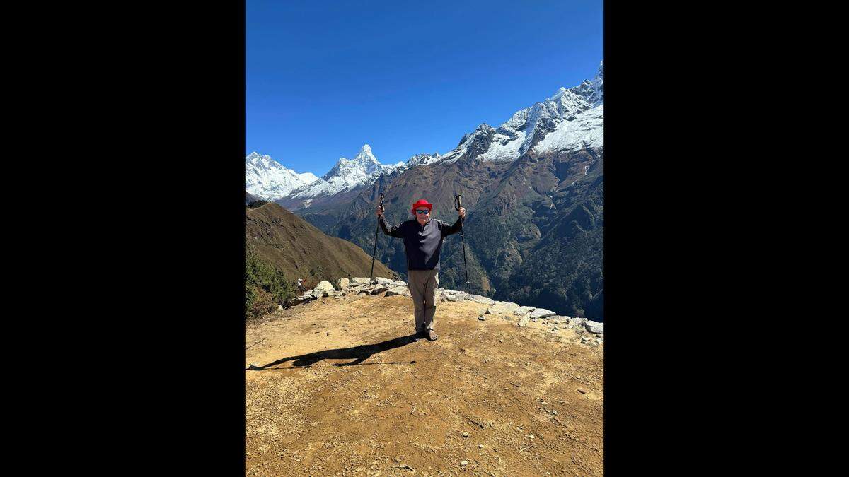 Dave McClung, 82, is seen on his hike to South Base Camp of Mount Everest.