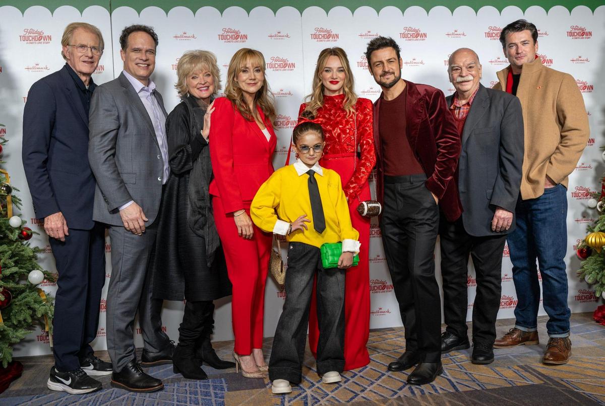Ed Begley Jr., Diedrich Bader, Christine Ebersole, Megyn Price, Taylen Biggs, Hunter King, Tyler Hynes, Richard Riehle and Wes Brown attend the premiere screening of Hallmark’s “Holiday Touchdown: A Chief’s Love Story,” on Saturday, Nov. 30, 2024, at the Sheraton Kansas City Hotel at Crown Center.
