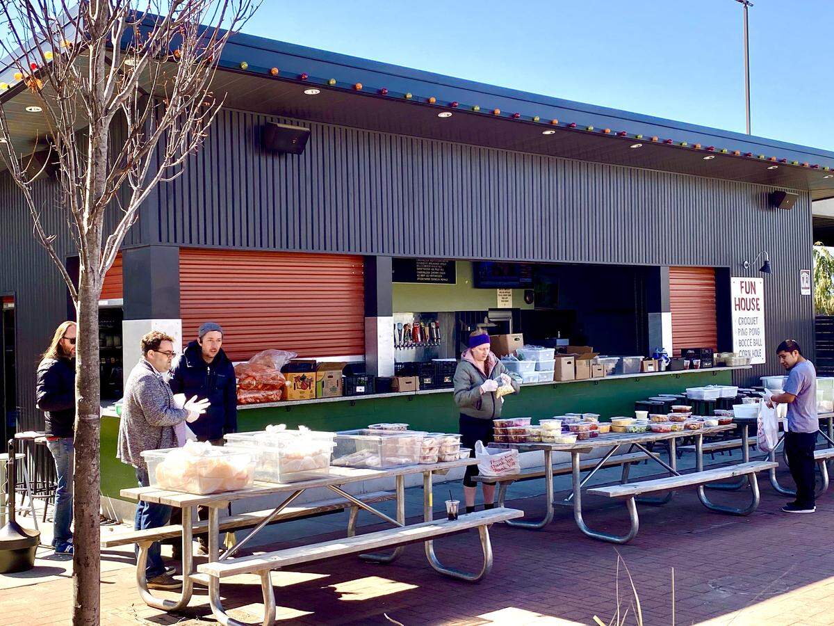 Friday afternoon, BeerKC Restaurants gave out perishables from three of its Westport restaurants to displaced restaurant industry employees.
