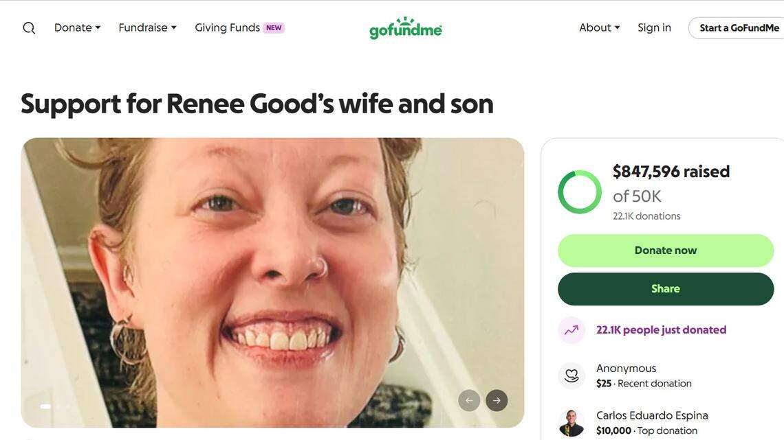 Renee Good is pictured in a GoFundMe page.