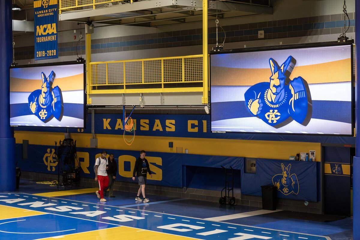 New LED video scoreboards were installed in 2019 in Swinney Center. The new displays, manufactured and installed by Daktronics and photographed in September 2025, help to enhance the fan experience.