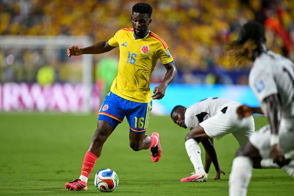 Colombia midfielder Jefferson Lerma (16) in the Colombia vs. Ghana 2026 World Cup Round of 32 football match at Kansas City (Arrowhead) Stadium in Kansas City on Friday, July 3, 2026.