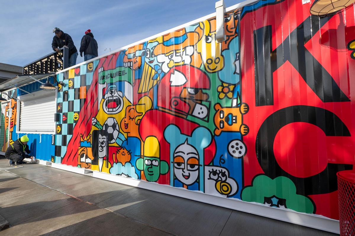 Whiskey Design art is displayed around Pennway Point district on Wednesday, Dec. 13, 2023, in Kansas City.
