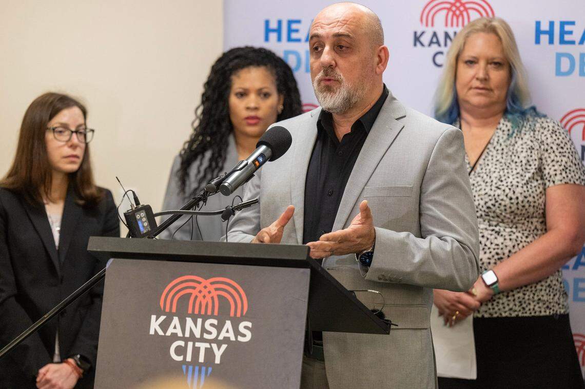 Naser Jouhari, Deputy Director of the Kansas City Health Department, discusses Kansas City’s measles preparedness during a press conference on Tuesday, April 29, 2025, at the Kansas City Health Department.
