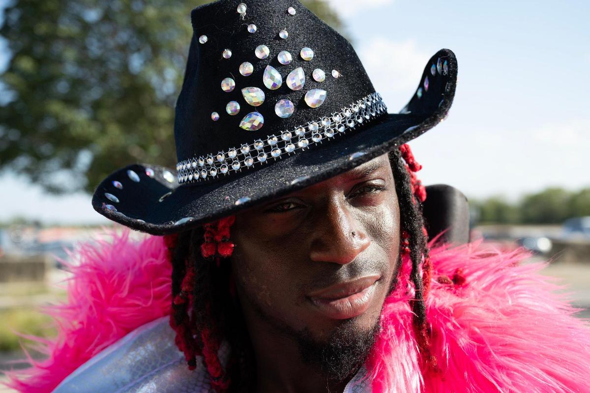 Atiba Clarke, Los Angeles, waits to get into the parking lot of GEHA Field at Arrowhead Stadium for Beyoncé’s concert on Sunday, Oct. 1, 2023.
