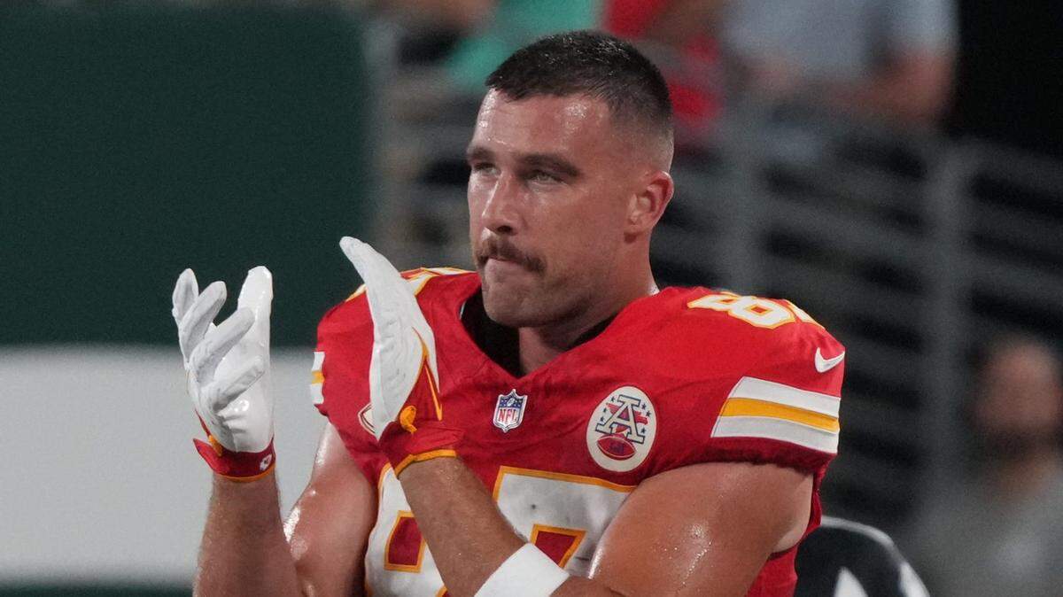 Chiefs tight end Travis Kelce, seen here during the first half against the New York Jets at MetLife Stadium on Oct. 1, turns 34 on Thursday, Oct. 5.