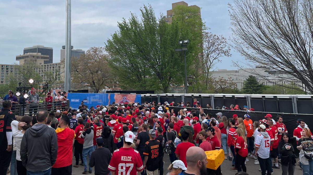 NFL Draft fans showing up to the north lawn entrance at Union Station in Kansas City were denied entry after about 6:30 p.m. The area around the draft stage was at capacity, according to NFL security officials on site.