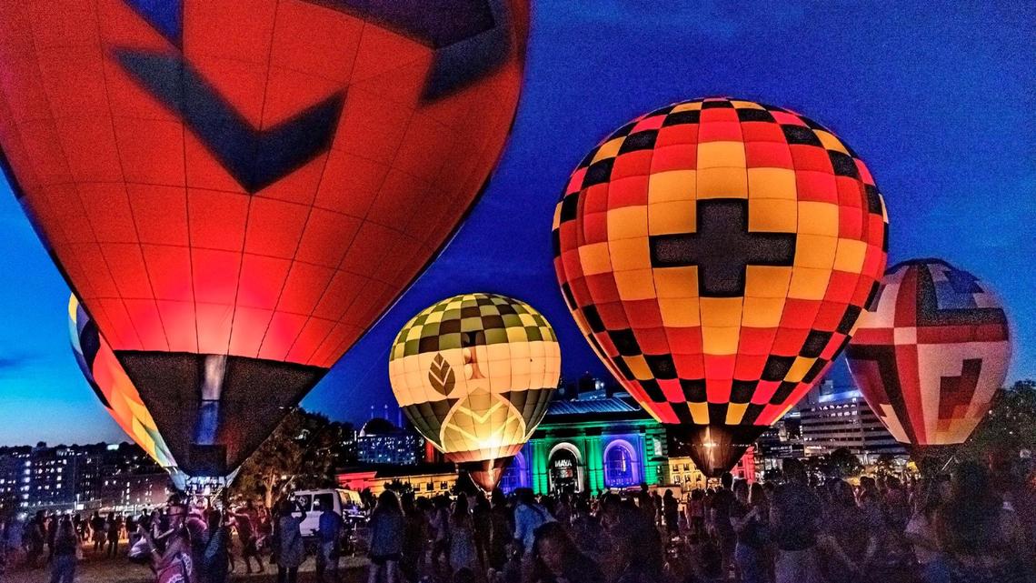 The night glowed with colorful hot air balloons at the Great Balloon Glow Saturday, August 20, 2022, at the National World War I Museum and Memorial.