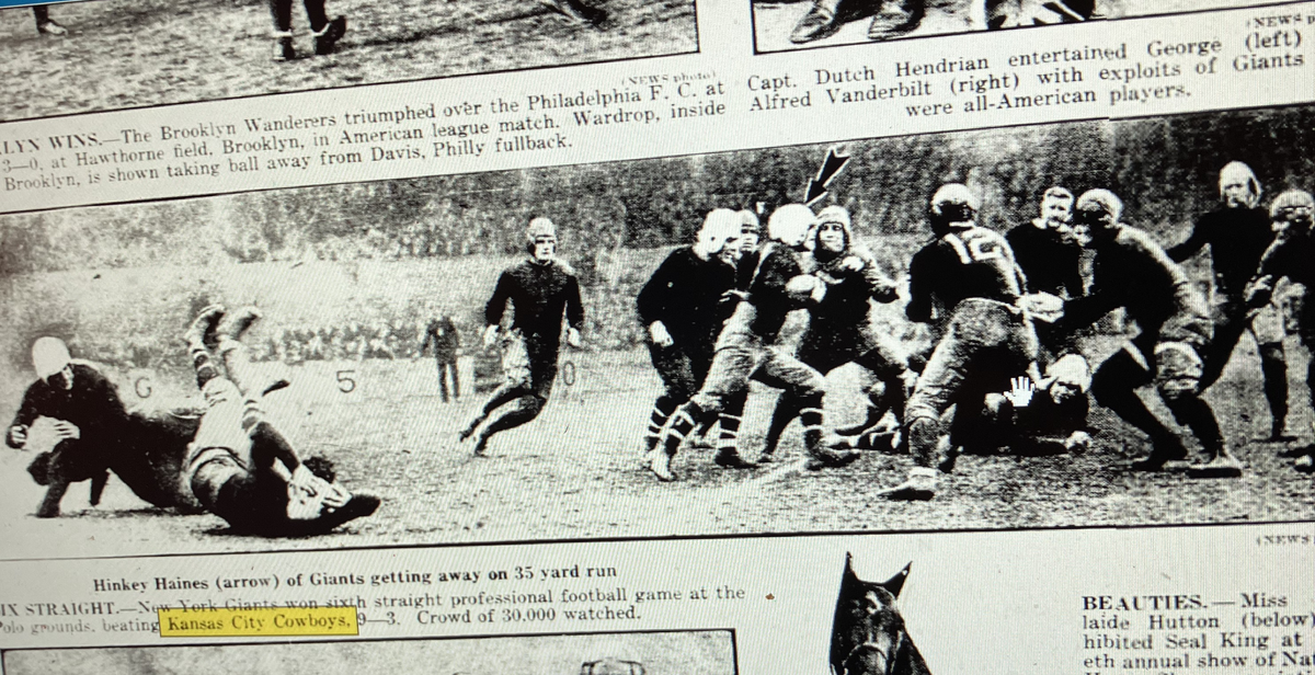 Newspaper coverage of the New York Giants’ victory over the Kansas City Cowboys.
