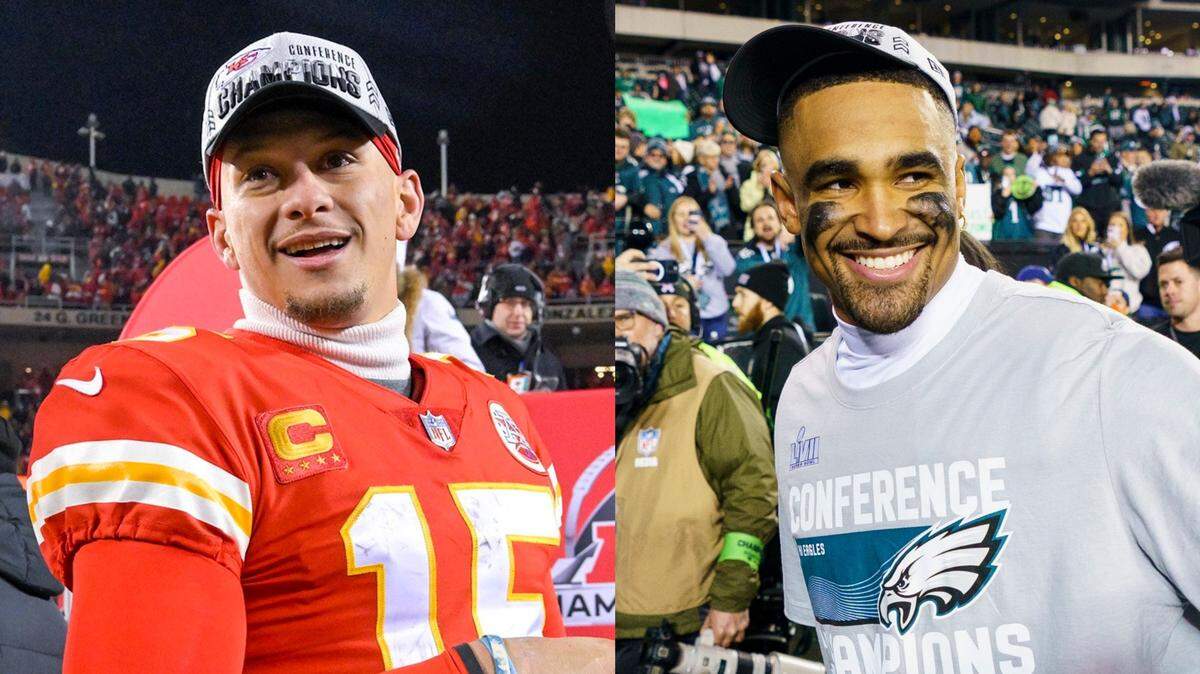 Quarterbacks Patrick Mahomes of the Kansas City Chiefs, left, and Jalen Hurts of the Philadelphia Eagles squared off in Super Bowl LVII, with Mahomes’ Chiefs winning 38-35.