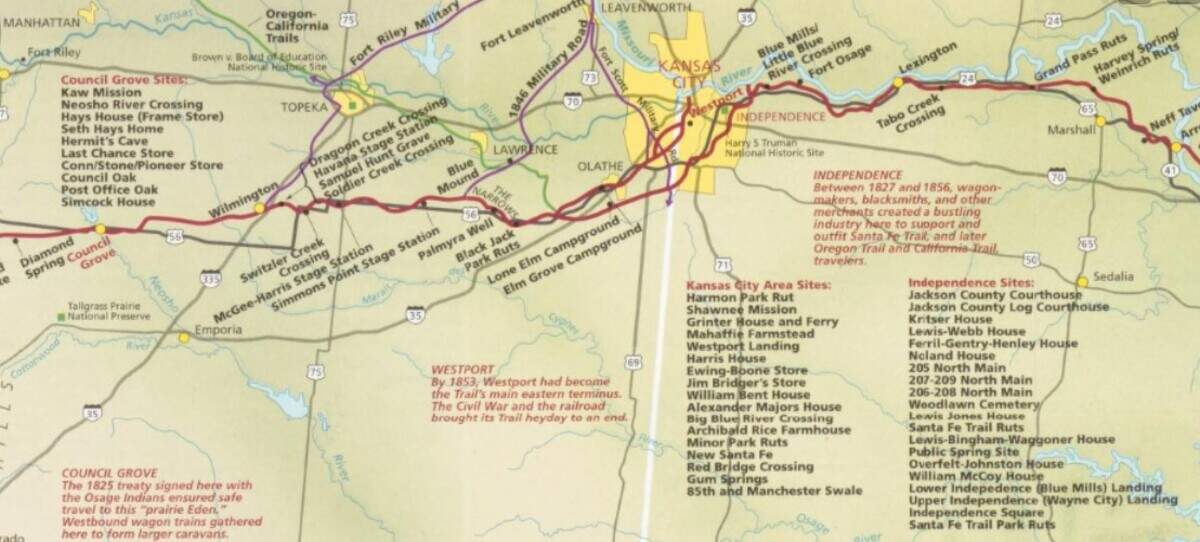 The historic trails in what became the Kansas City area and beyond.