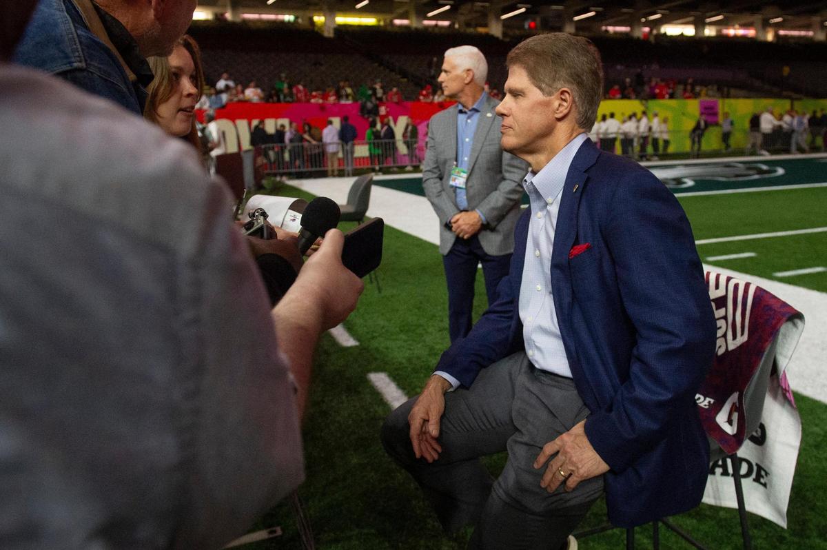 Kansas City Chiefs owner Clark Hunt speaks to the media during opening night of the Super Bowl at Caesars Superdome in New Orleans on Monday, Feb. 3, 2025.