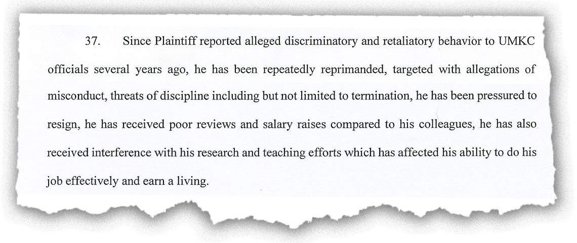 Excerpt from lawsuit filed by Mridul Mukherji against a fellow UMKC pharmacy professor, Ashim Mitra, and several university officials.