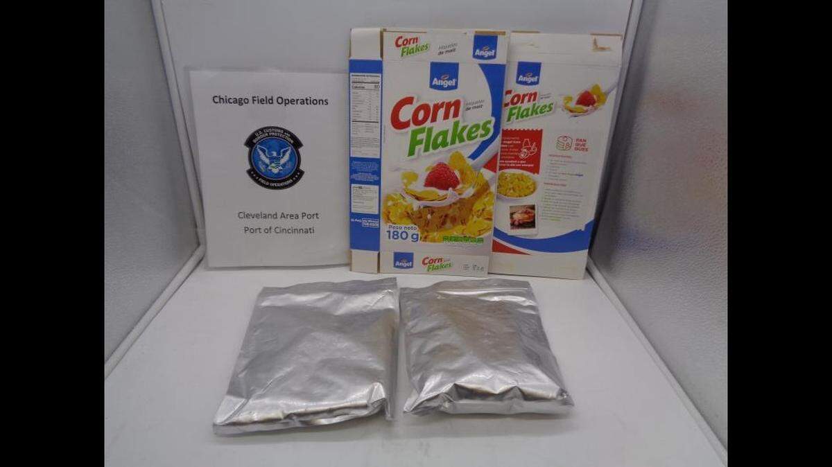 Customs and Border Protection officers in Cincinnati found 44 pounds of cocaine-coated Corn Flakes in a shipment from Peru, they said.