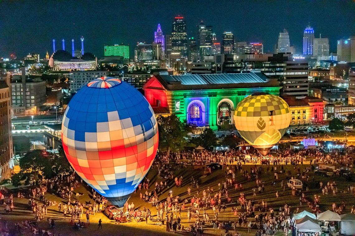 The night glowed with colorful hot air balloons at the Great Balloon Glow Saturday, August 20, 2022, at the National World War I Museum and Memorial.