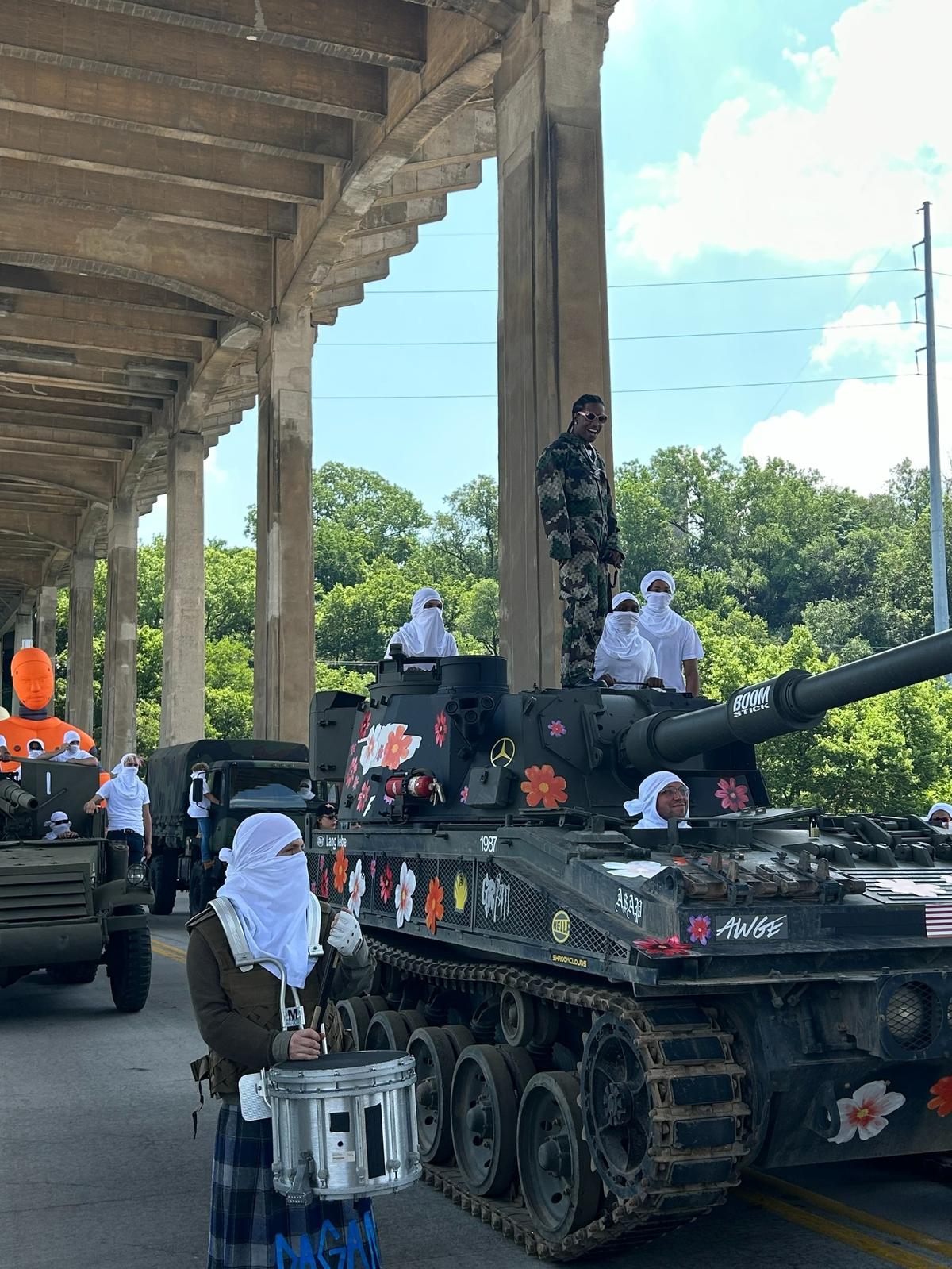 Nomada brought in a tank and other military vechicles to bring A$AP Rocky’s vision to life.