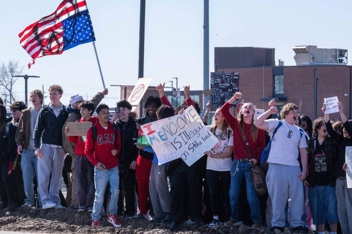 Lee's Summit High School students stage a walk out protest of ICE polices on Friday, February 20, 2026.