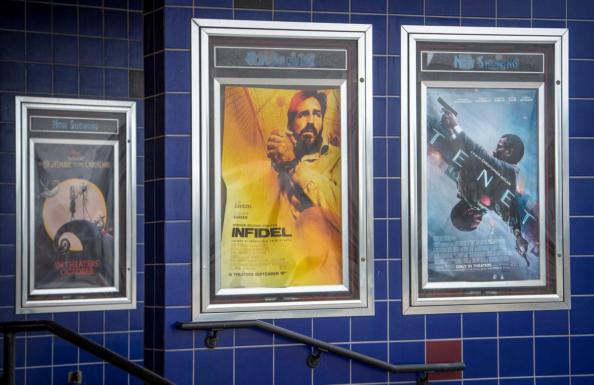 Movie posters for new movies and one oldie, The Nightmare Before Christmas, are on display at B&B Theatres Shawnee 18.